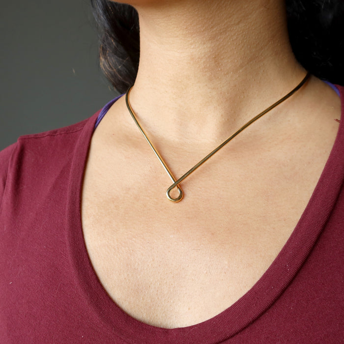 wearing gold plated teardrop choker necklace
