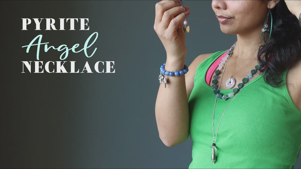 video on pyrite angel necklace