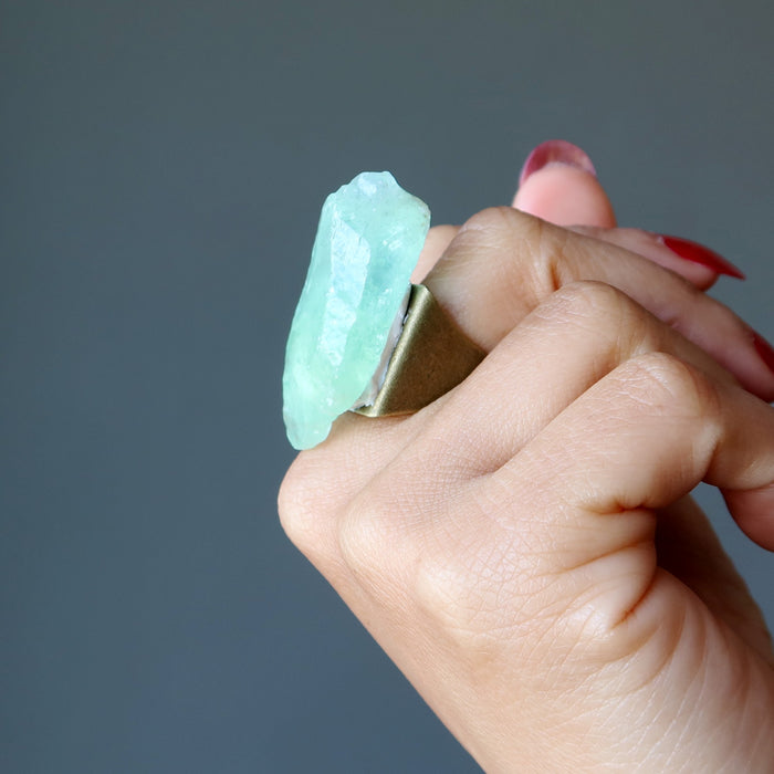 green calcite ring