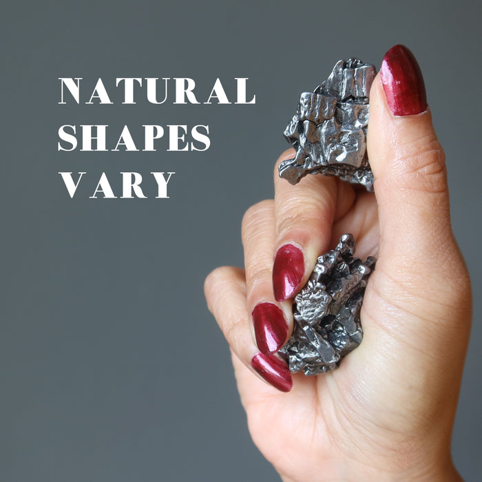 holding twoCampo Del Cielo Meteorites