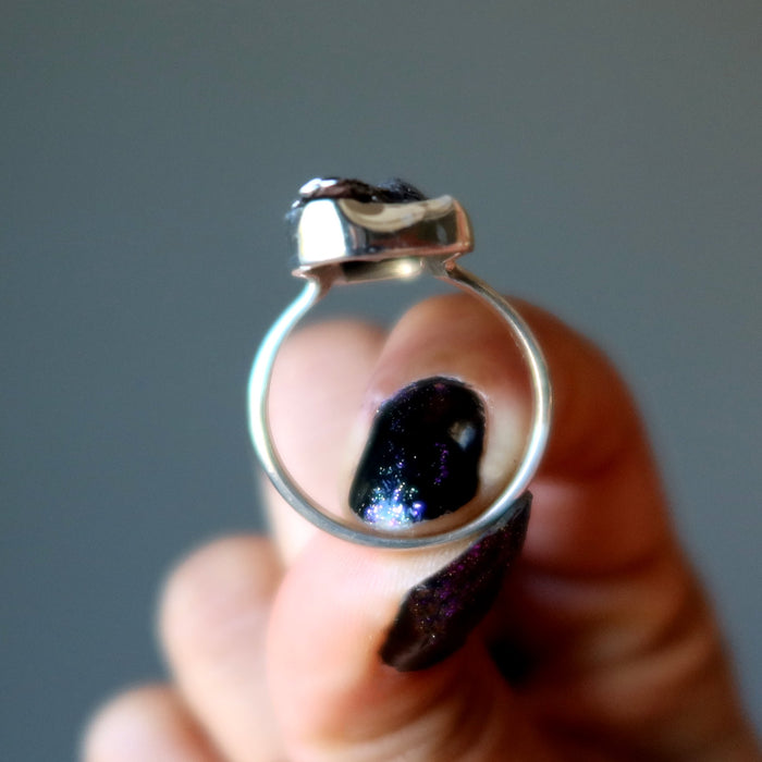 campo del cielo meteorite sterling silver ring