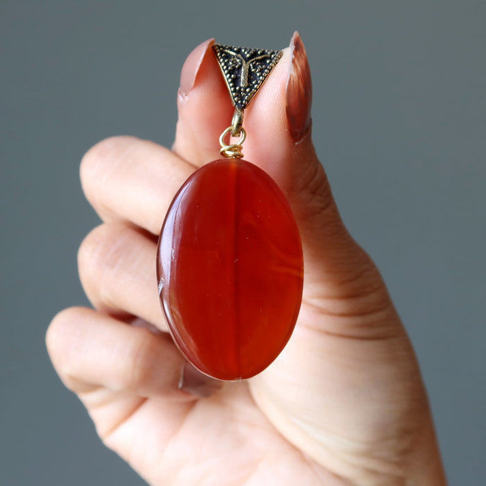 carnelian oval pendant