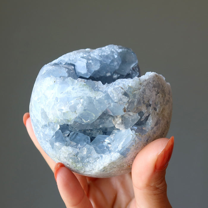 blue celestite geode ball