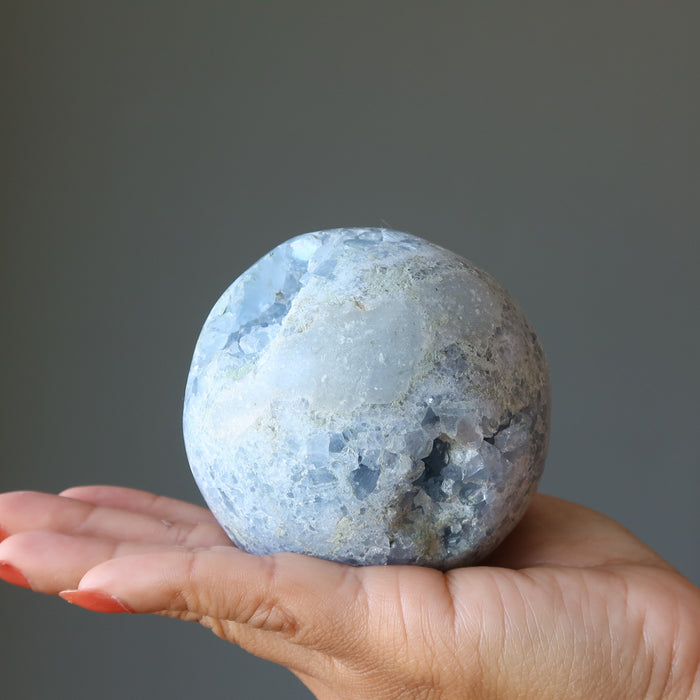 blue celestite geode ball