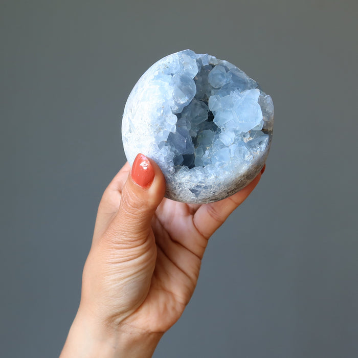 blue celestite geode ball