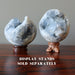 blue celestite geode balls on stands