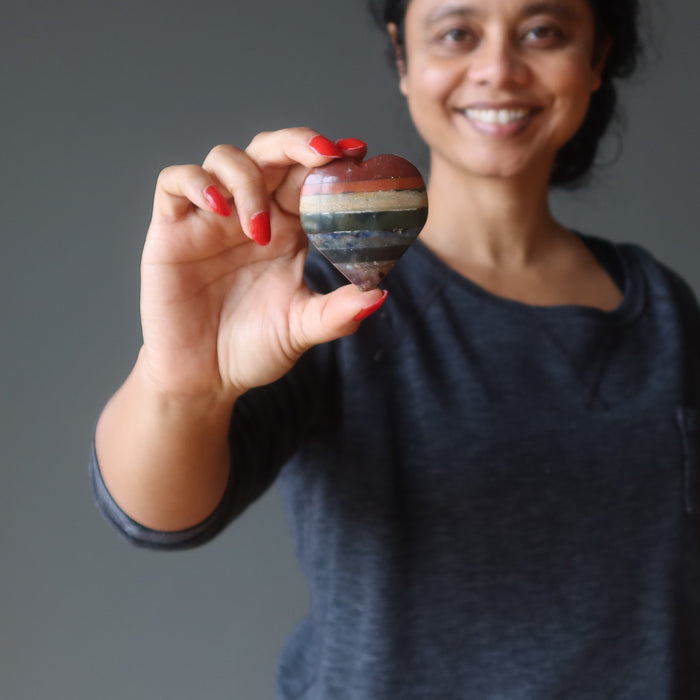 chakra layered crystal heart