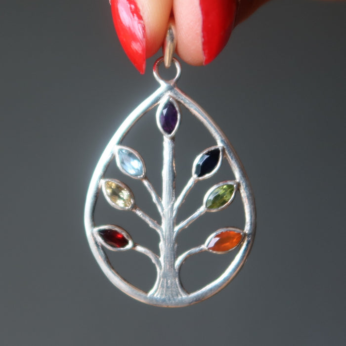 Chakra Pendant Tree of Life Sterling Silver