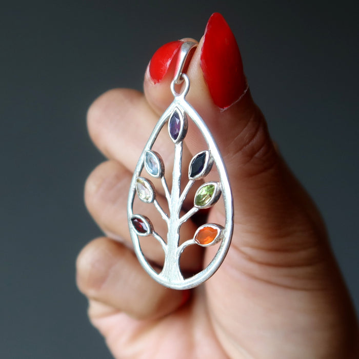Chakra Pendant Tree of Life Sterling Silver