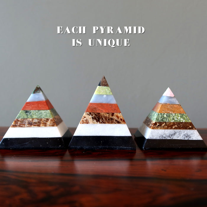 three layered pyramid of seven colorss