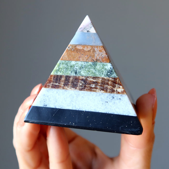 layered pyramid of seven colors