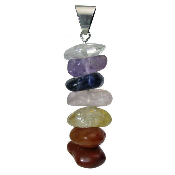 stacked gemstone chakra pendant