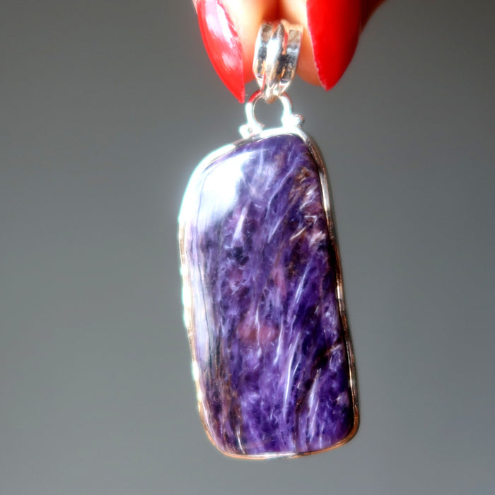 Charoite Pendant Spiritual Ecstasy Big Precious Purple Gemstone