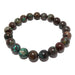 blue chrysocolla and reddish brown cuprite round beaded stretch bracelet