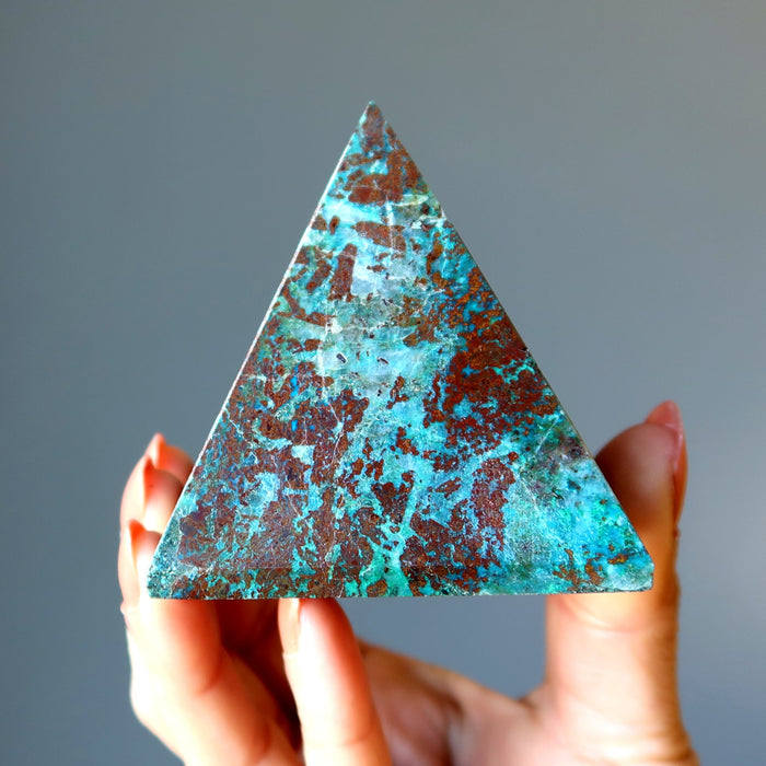 Chrysocolla Pyramid Colorful Love Blue Green Red Cuprite Crystal