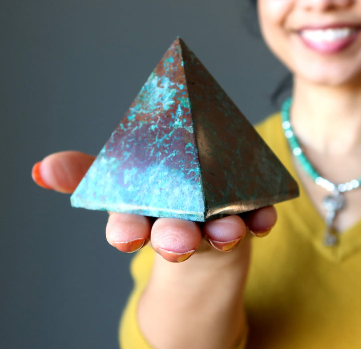 Chrysocolla Pyramid Colorful Love Blue Green Red Cuprite Crystal