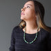 model wearing chrysoprase necklace