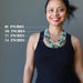 sheila of satin crystals wearing a chrysoprase beaded necklaces showing 18, 20, 22, 25 inch lengths