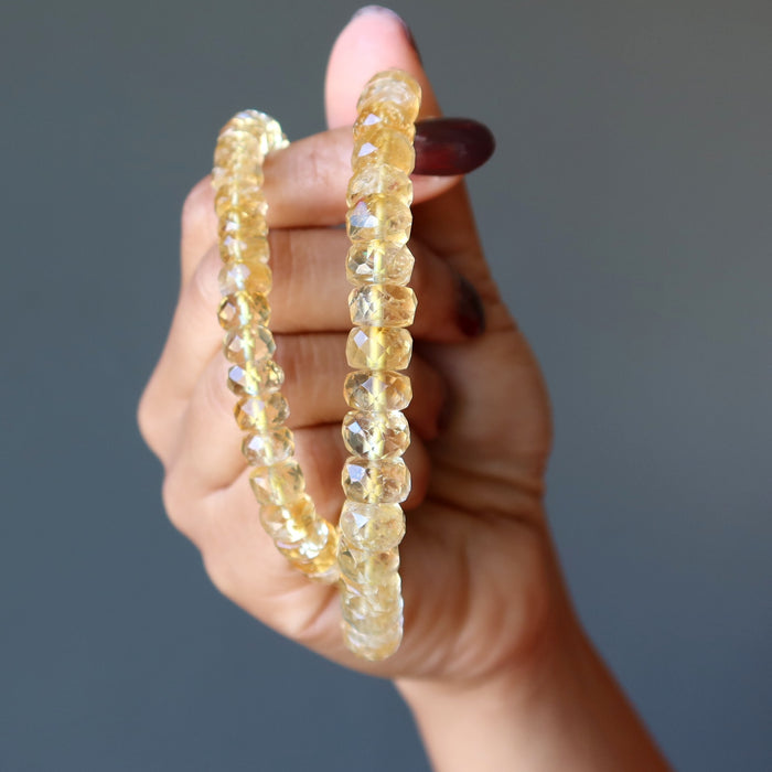 Citrine Bracelet Lucky Faceted Yellow Gemstone