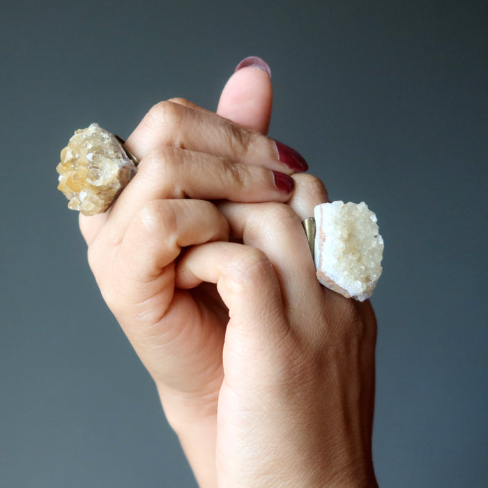 citrine geode rings