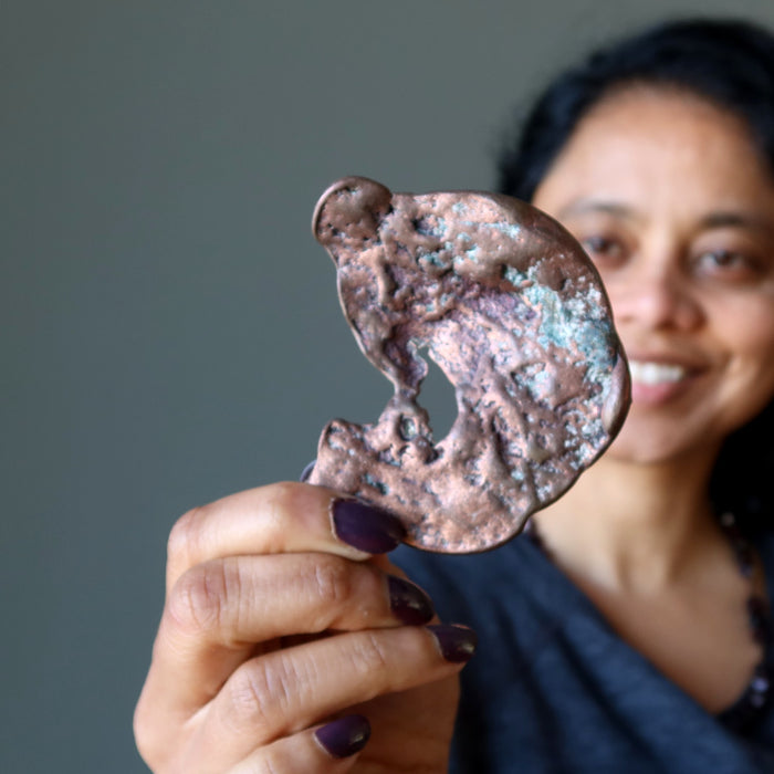 Copper Raw Crystal Dolphin Moon Natural Metal