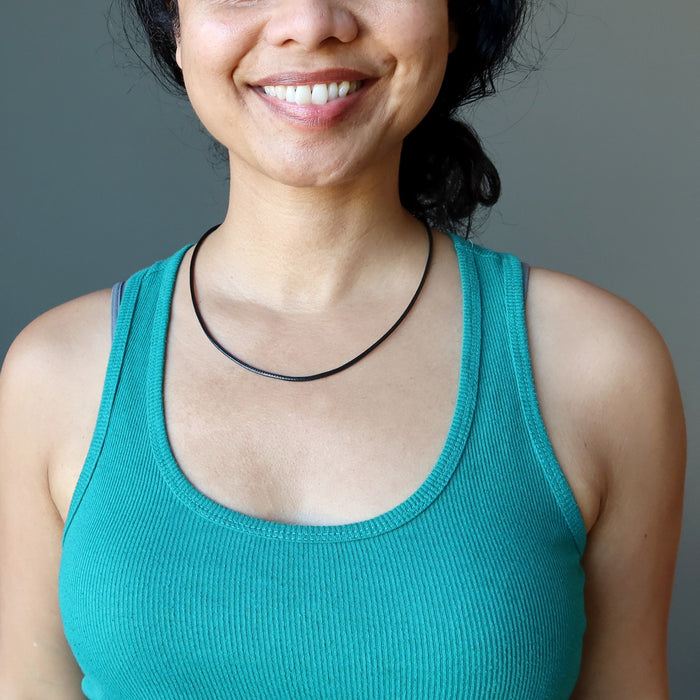 model wearing Cotton Cord Simply Stylish Black Necklace 
