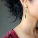 sheila of satin crystals wearing green Chrome Diopside dangling on stars sterling silver earrings