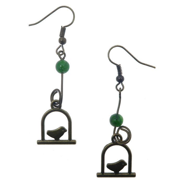 green diopside on birdcage dangle earrings