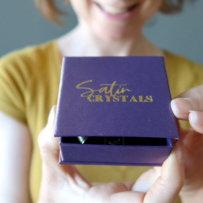 showing Satin crystals purple gift box