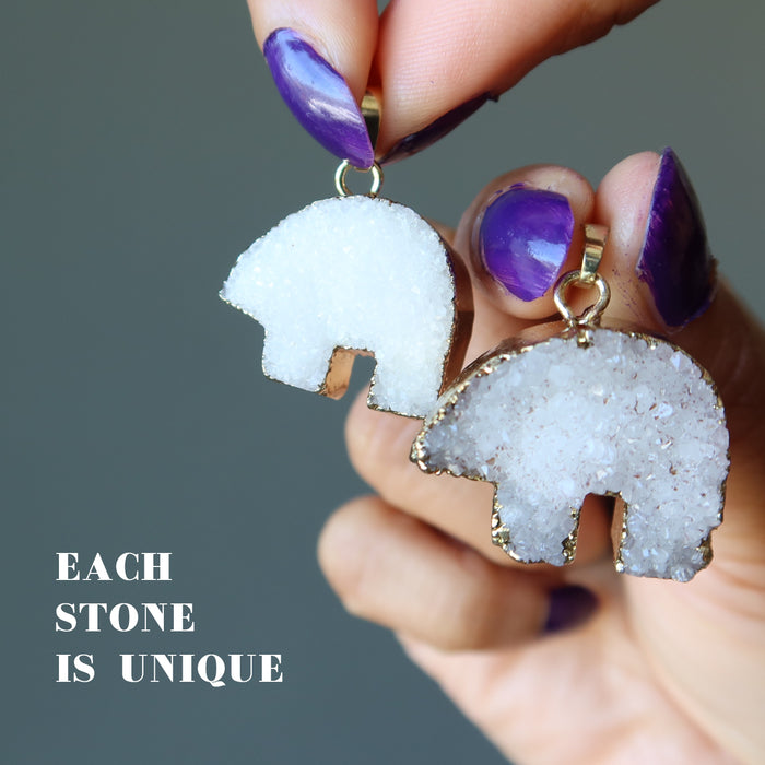 druzy quartz bear pendants