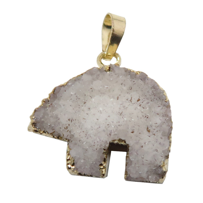 druzy quartz bear pendant