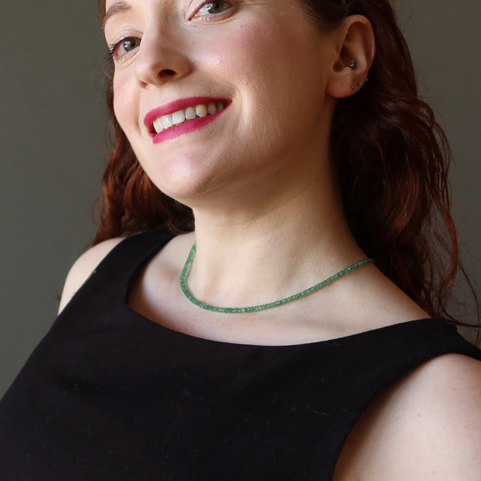 female model wearing Emerald Necklace