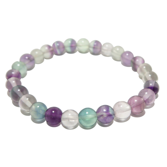 rainbow fluorite beaded stretch bracelet