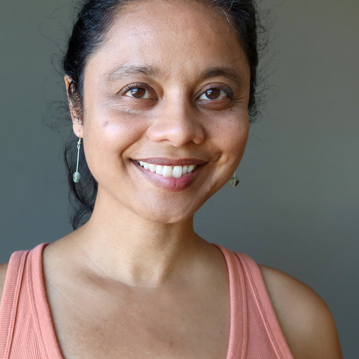 Fluorite Earrings Crystal Clear Green Heart Sterling Silver