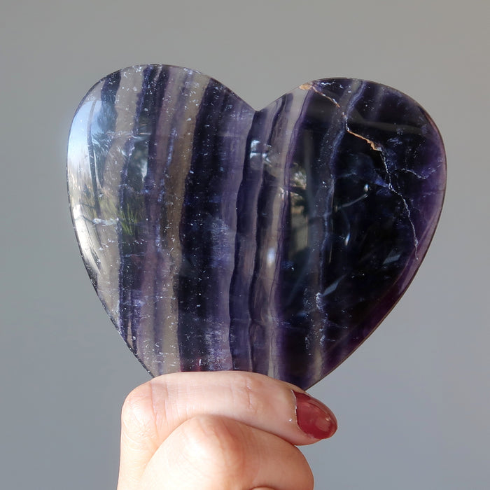 holding Purple Fluorite Heart