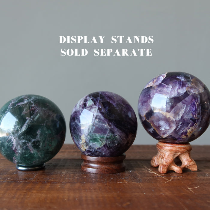 3 green purple rainbow Fluorite Spheres