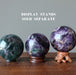 3 green purple rainbow Fluorite Spheres