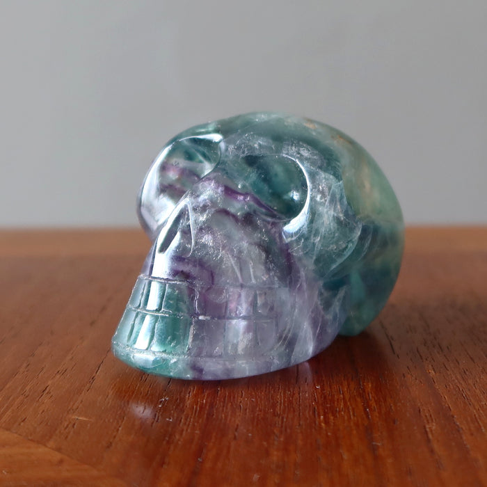 green purple rainbow Fluorite Skull