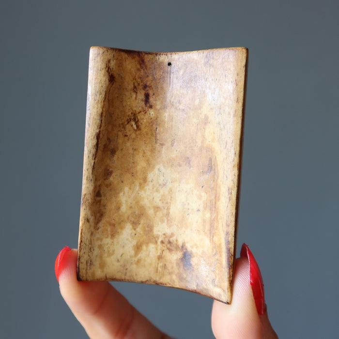 Ox Bone Fossil Pendant Spiritual Buddha Lotus Flower Amulet