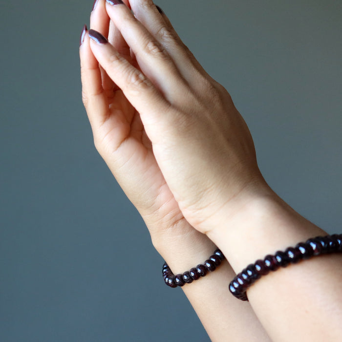 red garnet rondelle bracelets