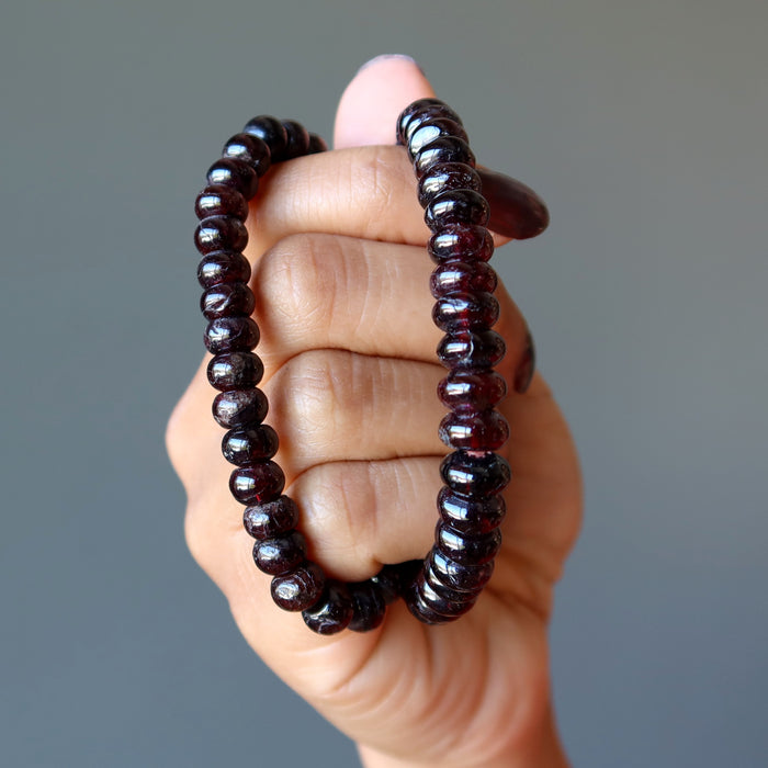 red garnet rondelle bracelets
