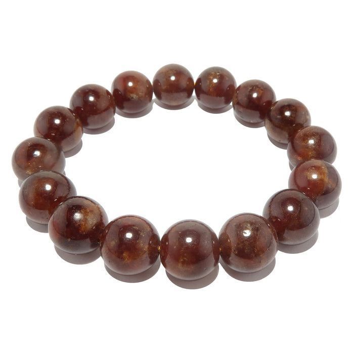 reddish orange hessonite garnet beaded stretch bracelet