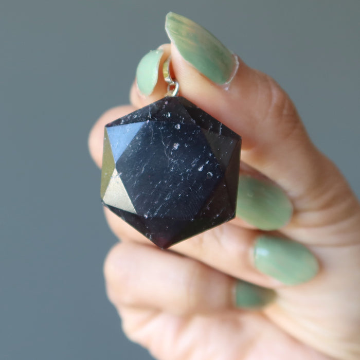 red garnet hexagon pendant