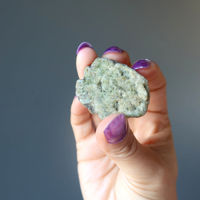 Garnet Smooth Stone Health and Wealth Energy Green Slab