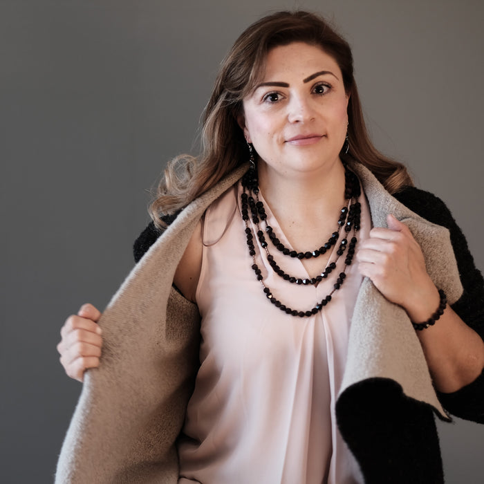 Garnet Necklace Lady in Red Faceted Gem Copper