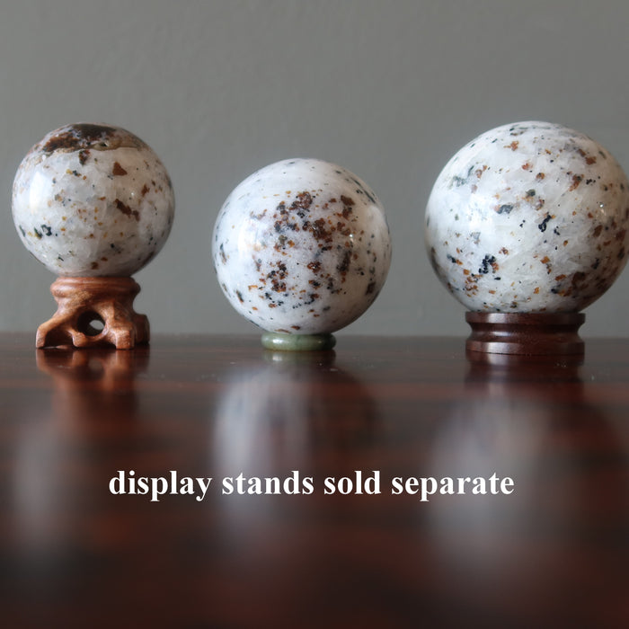 spessartine garnet spheres on stands