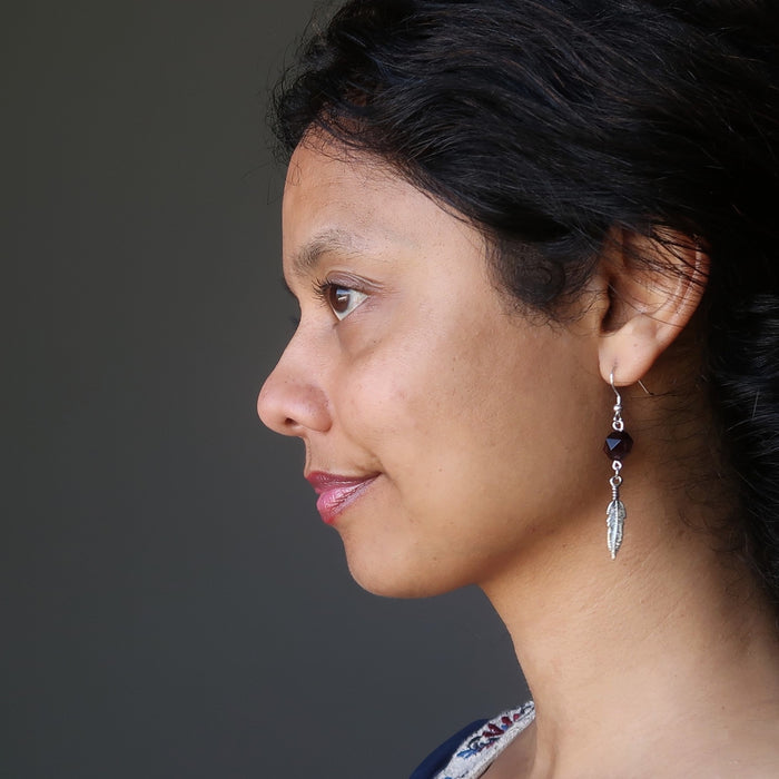 sheila of satin crystals wearing Garnet Earrings