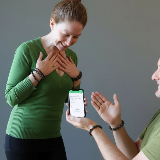 male presenting a gift card to a woman