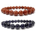 golden brown and dark blue glittering goldstone bracelet set