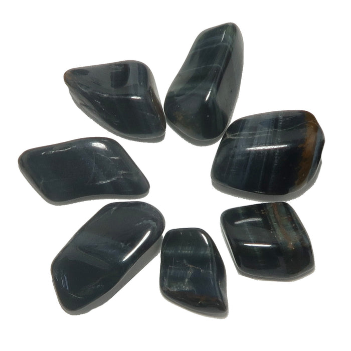 7 Hawks Eye Tumbled Stones
